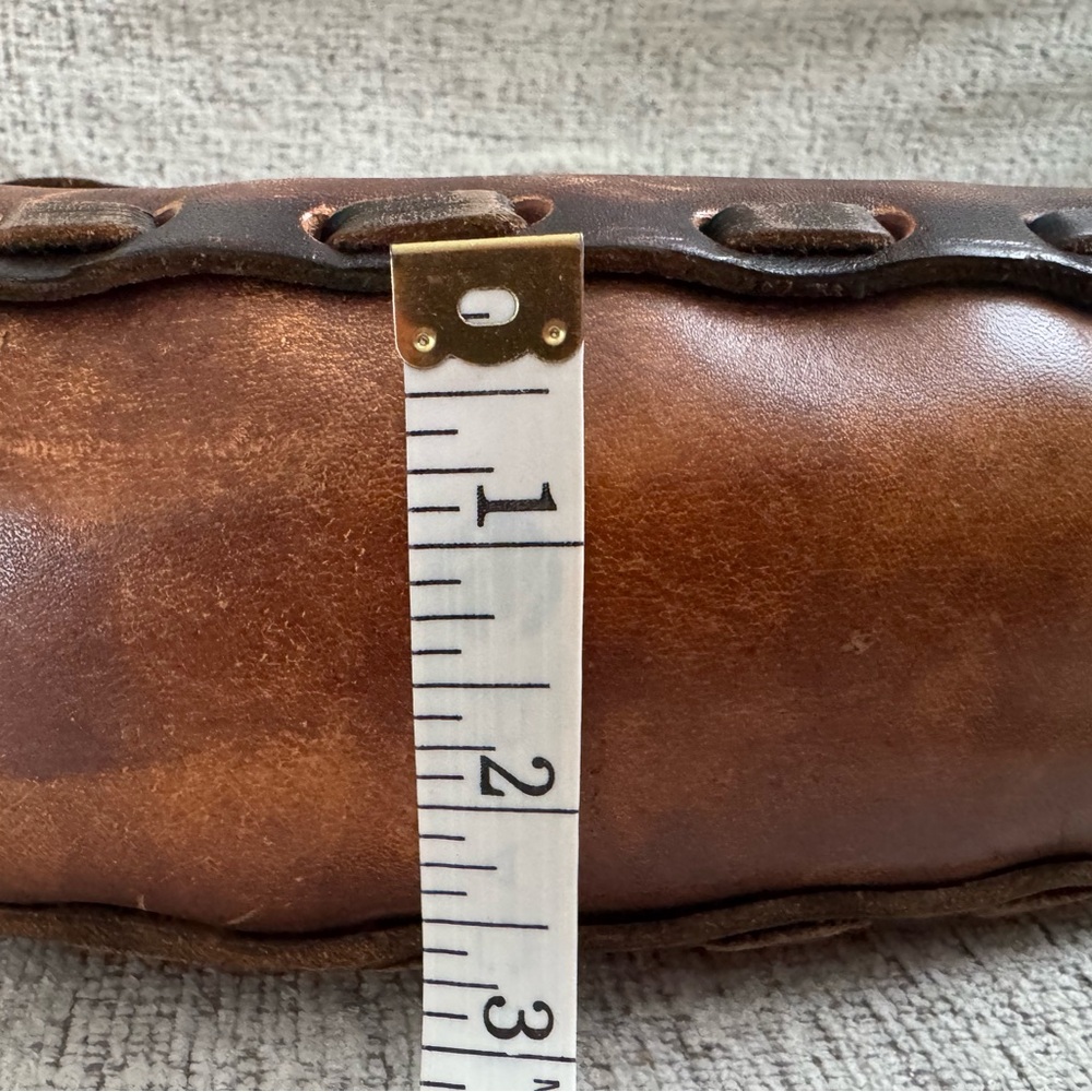 Artisan Brown Leather Bag with Floral Design - Picture 13 of 14